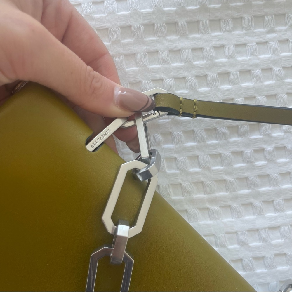 All Saints Yua Leather Removable Chain Clutch Bag - Picture 6 of 15